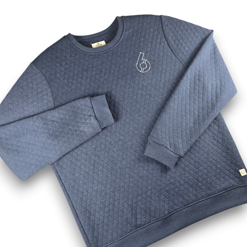 Marine Layer Mens XL Quilted Crewneck Sweatshirt Navy Polyester Rayon Sponsored